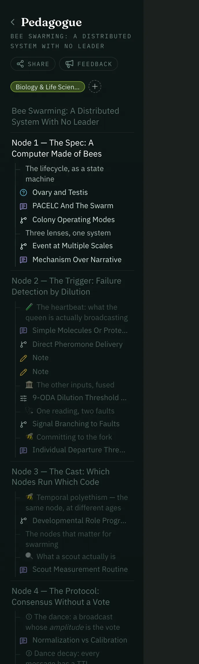 A journey map rail listing sections and sub-steps, with sidebar cards nested under them.
